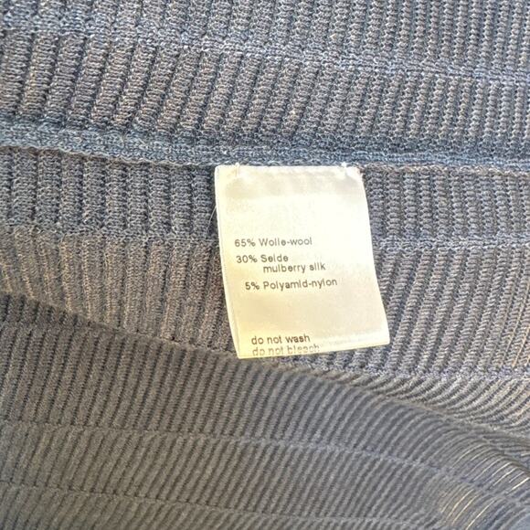 AKRIS Long Sleeve Cardigan Wool/Silk Grid Optics Sweater Long Duster Pockets L - Picture 4 of 8